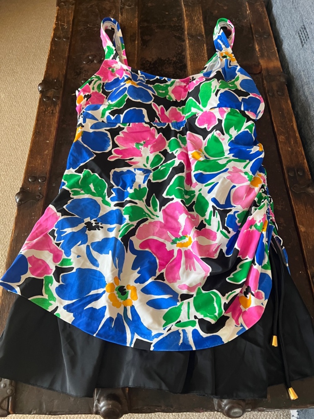 Maxine by Hollywood Floral One Piece Swimsuit in Black, Pink & Green